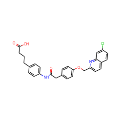 O=C(O)CCCc1ccc(NC(=O)Cc2ccc(OCc3ccc4ccc(Cl)cc4n3)cc2)cc1 ZINC000013804887