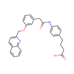 O=C(O)CCCc1ccc(NC(=O)Cc2cccc(OCc3ccc4ccccc4n3)c2)cc1 ZINC000013804899