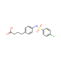 O=C(O)CCCc1ccc(NS(=O)(=O)c2ccc(Cl)cc2)cc1 ZINC000001492518