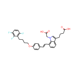 O=C(O)CCCc1cn(CC(=O)O)c2c(/C=C/c3ccc(OCCCCc4c(F)ccc(F)c4F)cc3)cccc12 ZINC000473249323