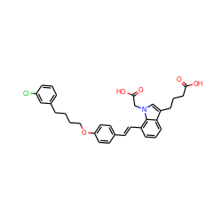 O=C(O)CCCc1cn(CC(=O)O)c2c(/C=C/c3ccc(OCCCCc4cccc(Cl)c4)cc3)cccc12 ZINC000473249084