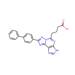 O=C(O)CCCc1nc2[nH]cnc2c2nc(-c3ccc(-c4ccccc4)cc3)nn12 ZINC000027211488