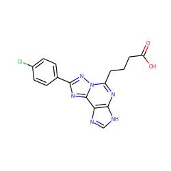 O=C(O)CCCc1nc2[nH]cnc2c2nc(-c3ccc(Cl)cc3)nn12 ZINC000027210474