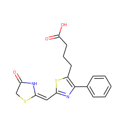 O=C(O)CCCc1sc(/C=C2\NC(=O)CS2)nc1-c1ccccc1 ZINC000095603990