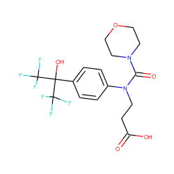 O=C(O)CCN(C(=O)N1CCOCC1)c1ccc(C(O)(C(F)(F)F)C(F)(F)F)cc1 ZINC000013682650