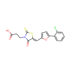 O=C(O)CCN1C(=O)/C(=C/c2ccc(-c3ccccc3Cl)o2)SC1=S ZINC000000975038