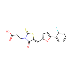 O=C(O)CCN1C(=O)/C(=C/c2ccc(-c3ccccc3F)o2)SC1=S ZINC000005013968