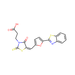 O=C(O)CCN1C(=O)/C(=C\c2ccc(-c3nc4ccccc4s3)o2)SC1=S ZINC000002434684