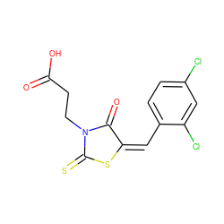 O=C(O)CCN1C(=O)/C(=C\c2ccc(Cl)cc2Cl)SC1=S ZINC000000966930