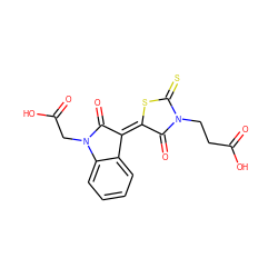 O=C(O)CCN1C(=O)/C(=C2/C(=O)N(CC(=O)O)c3ccccc32)SC1=S ZINC000001811552