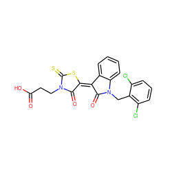 O=C(O)CCN1C(=O)/C(=C2\C(=O)N(Cc3c(Cl)cccc3Cl)c3ccccc32)SC1=S ZINC001772608811