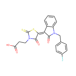 O=C(O)CCN1C(=O)/C(=C2\C(=O)N(Cc3ccc(F)cc3)c3ccccc32)SC1=S ZINC000001792966