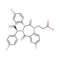 O=C(O)CCN1C(=O)[C@@H](c2ccc(Cl)cc2)N([C@H](C(=O)O)c2ccc(Cl)cc2)C(=O)c2cc(I)ccc21 ZINC000038377641