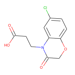 O=C(O)CCN1C(=O)COc2ccc(Cl)cc21 ZINC000004242328