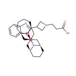 O=C(O)CCN1CC(c2nc3ccccc3n2[C@@H]2C[C@@H]3CCC[C@H](C2)N3[C@H]2C[C@H]3CCCC[C@H](C3)C2)C1 ZINC000473215527