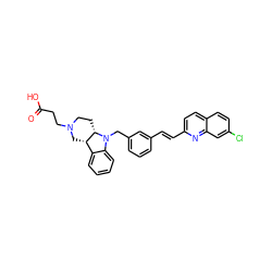 O=C(O)CCN1CC[C@H]2[C@@H](C1)c1ccccc1N2Cc1cccc(/C=C/c2ccc3ccc(Cl)cc3n2)c1 ZINC000043017302