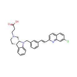 O=C(O)CCN1CC[C@H]2c3ccccc3N(Cc3cccc(/C=C/c4ccc5ccc(Cl)cc5n4)c3)[C@H]2C1 ZINC000043022156