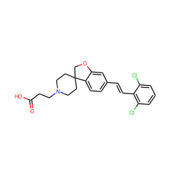 O=C(O)CCN1CCC2(CC1)COc1cc(/C=C/c3c(Cl)cccc3Cl)ccc12 ZINC000113581496