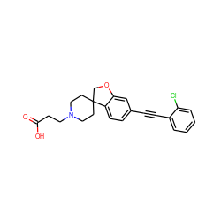 O=C(O)CCN1CCC2(CC1)COc1cc(C#Cc3ccccc3Cl)ccc12 ZINC000113581401