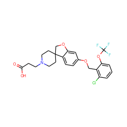 O=C(O)CCN1CCC2(CC1)COc1cc(OCc3c(Cl)cccc3OC(F)(F)F)ccc12 ZINC000113577430