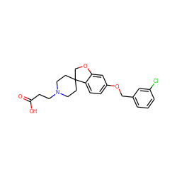 O=C(O)CCN1CCC2(CC1)COc1cc(OCc3cccc(Cl)c3)ccc12 ZINC000113579354