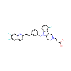 O=C(O)CCN1CCc2c(c3c(F)cccc3n2Cc2cccc(/C=C/c3ccc4cc(F)c(F)cc4n3)c2)C1 ZINC000043059258