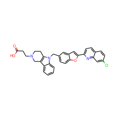 O=C(O)CCN1CCc2c(c3ccccc3n2Cc2ccc3oc(-c4ccc5ccc(Cl)cc5n4)cc3c2)C1 ZINC000043122534