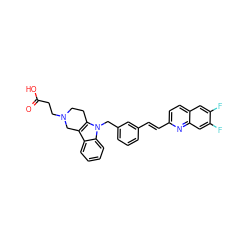 O=C(O)CCN1CCc2c(c3ccccc3n2Cc2cccc(/C=C/c3ccc4cc(F)c(F)cc4n3)c2)C1 ZINC000043017742