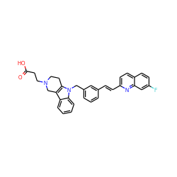 O=C(O)CCN1CCc2c(c3ccccc3n2Cc2cccc(/C=C/c3ccc4ccc(F)cc4n3)c2)C1 ZINC000043020334