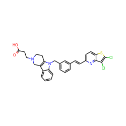 O=C(O)CCN1CCc2c(c3ccccc3n2Cc2cccc(/C=C/c3ccc4sc(Cl)c(Cl)c4n3)c2)C1 ZINC000043019818