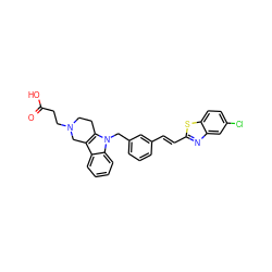 O=C(O)CCN1CCc2c(c3ccccc3n2Cc2cccc(/C=C/c3nc4cc(Cl)ccc4s3)c2)C1 ZINC000043019760