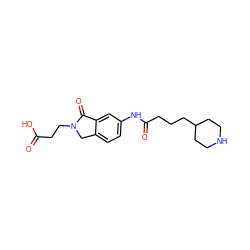 O=C(O)CCN1Cc2ccc(NC(=O)CCCC3CCNCC3)cc2C1=O ZINC000072104591