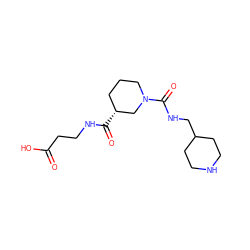 O=C(O)CCNC(=O)[C@@H]1CCCN(C(=O)NCC2CCNCC2)C1 ZINC000026402595