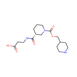 O=C(O)CCNC(=O)[C@@H]1CCCN(C(=O)OCC2CCNCC2)C1 ZINC000026402587