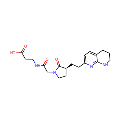 O=C(O)CCNC(=O)CN1CC[C@H](CCc2ccc3c(n2)NCCC3)C1=O ZINC000013436070