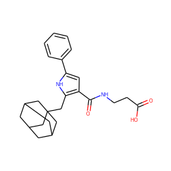 O=C(O)CCNC(=O)c1cc(-c2ccccc2)[nH]c1CC12CC3CC(CC(C3)C1)C2 ZINC000013674667