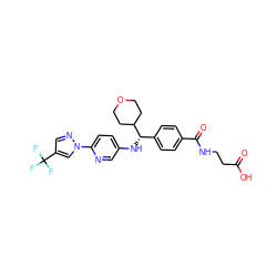 O=C(O)CCNC(=O)c1ccc([C@H](Nc2ccc(-n3cc(C(F)(F)F)cn3)nc2)C2CCOCC2)cc1 ZINC000096170578