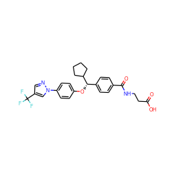 O=C(O)CCNC(=O)c1ccc([C@H](Oc2ccc(-n3cc(C(F)(F)F)cn3)cc2)C2CCCC2)cc1 ZINC000096269713