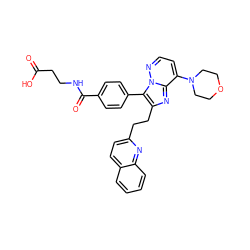 O=C(O)CCNC(=O)c1ccc(-c2c(CCc3ccc4ccccc4n3)nc3c(N4CCOCC4)ccnn23)cc1 ZINC001772608091