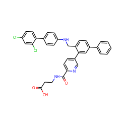 O=C(O)CCNC(=O)c1ccc(-c2cc(-c3ccccc3)ccc2CNc2ccc(-c3ccc(Cl)cc3Cl)cc2)cn1 ZINC000148179207