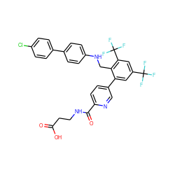 O=C(O)CCNC(=O)c1ccc(-c2cc(C(F)(F)F)cc(C(F)(F)F)c2CNc2ccc(-c3ccc(Cl)cc3)cc2)cn1 ZINC000148131659