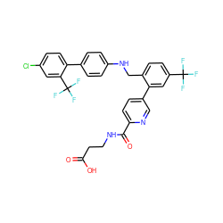 O=C(O)CCNC(=O)c1ccc(-c2cc(C(F)(F)F)ccc2CNc2ccc(-c3ccc(Cl)cc3C(F)(F)F)cc2)cn1 ZINC000145937542