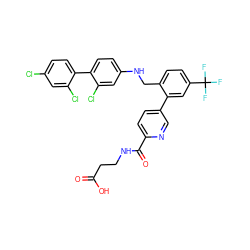 O=C(O)CCNC(=O)c1ccc(-c2cc(C(F)(F)F)ccc2CNc2ccc(-c3ccc(Cl)cc3Cl)c(Cl)c2)cn1 ZINC000169702694