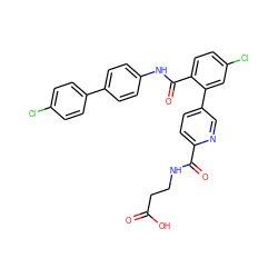 O=C(O)CCNC(=O)c1ccc(-c2cc(Cl)ccc2C(=O)Nc2ccc(-c3ccc(Cl)cc3)cc2)cn1 ZINC000148247204