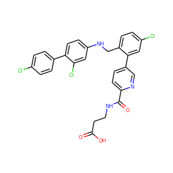 O=C(O)CCNC(=O)c1ccc(-c2cc(Cl)ccc2CNc2ccc(-c3ccc(Cl)cc3)c(Cl)c2)cn1 ZINC000148309860