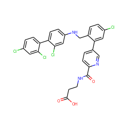 O=C(O)CCNC(=O)c1ccc(-c2cc(Cl)ccc2CNc2ccc(-c3ccc(Cl)cc3Cl)c(Cl)c2)cn1 ZINC000148260111