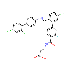 O=C(O)CCNC(=O)c1ccc(-c2cc(Cl)ccc2CNc2ccc(-c3ccc(Cl)cc3Cl)cc2)cc1F ZINC000148167334