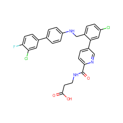 O=C(O)CCNC(=O)c1ccc(-c2cc(Cl)ccc2CNc2ccc(-c3ccc(F)c(Cl)c3)cc2)cn1 ZINC000148122581