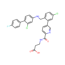 O=C(O)CCNC(=O)c1ccc(-c2cc(Cl)ccc2CNc2ccc(-c3ccc(F)cc3)c(Cl)c2)cn1 ZINC000148190968