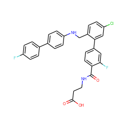 O=C(O)CCNC(=O)c1ccc(-c2cc(Cl)ccc2CNc2ccc(-c3ccc(F)cc3)cc2)cc1F ZINC000148289712